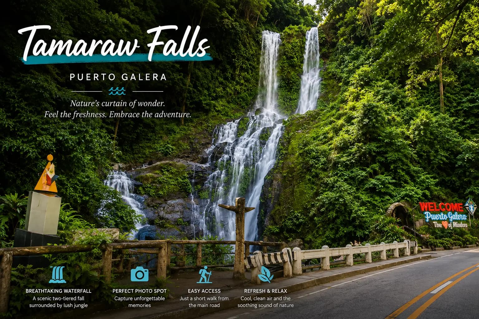 Tamaraw Falls, Puerto Galera: The Waterfall Beside the Road